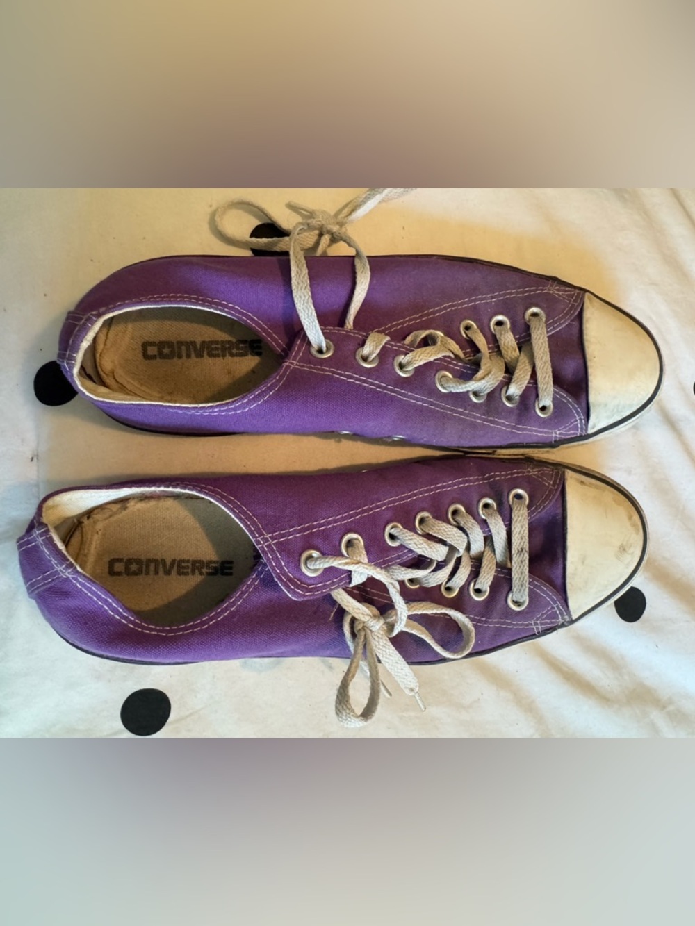Converse Purple Canvas Low-Top Sneakers with White Laces